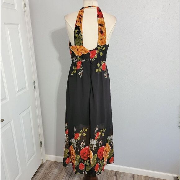 Floral maxi dress  black Sz M - Picture 2 of 9